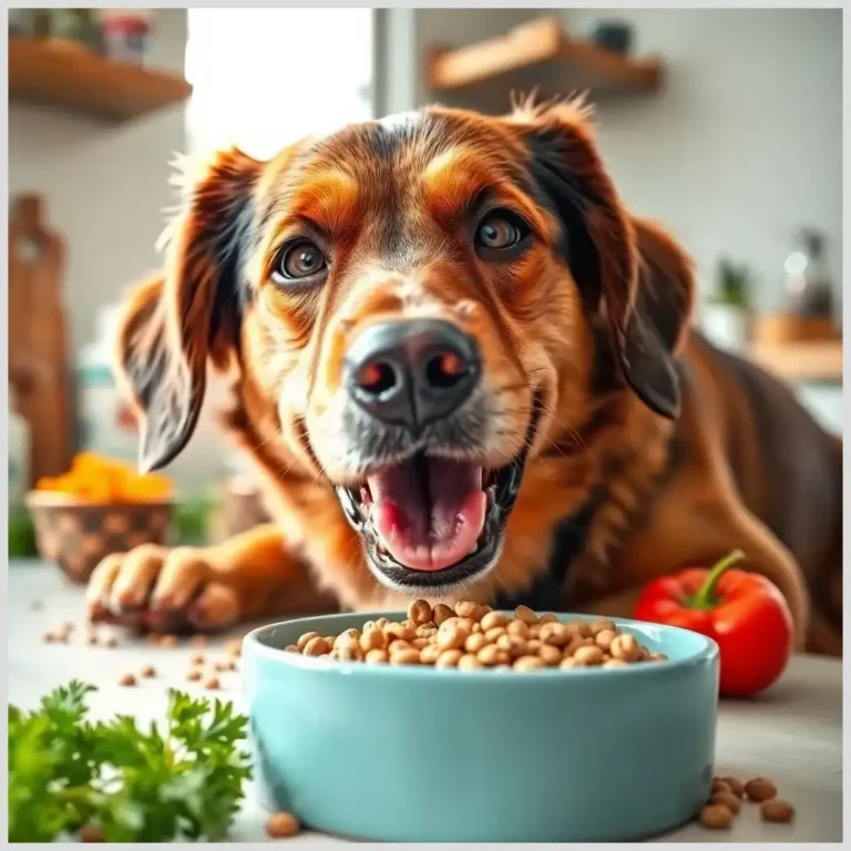 Perro feliz con comida especial