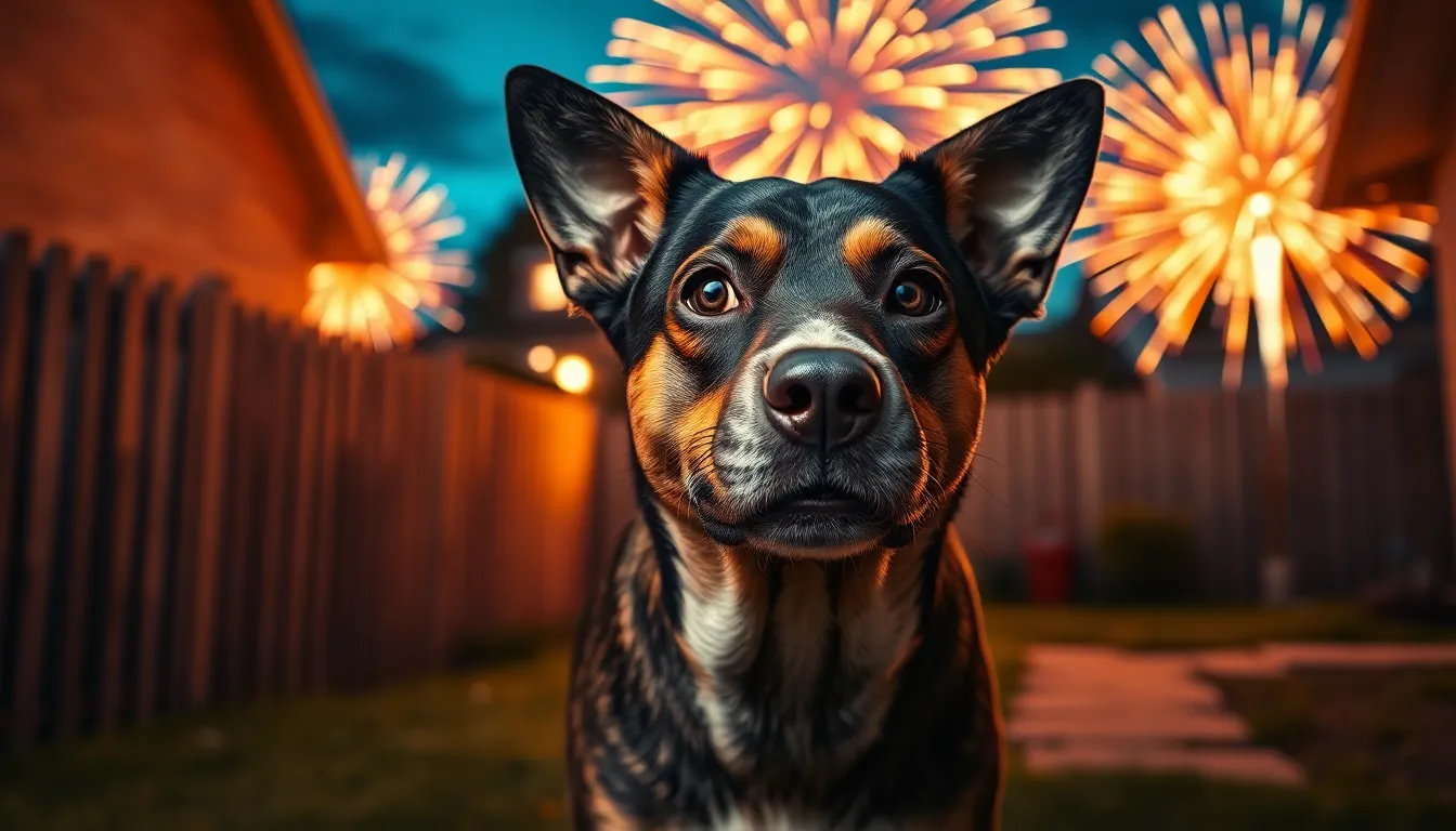 Perro miedo cohetes fuegos artificiales